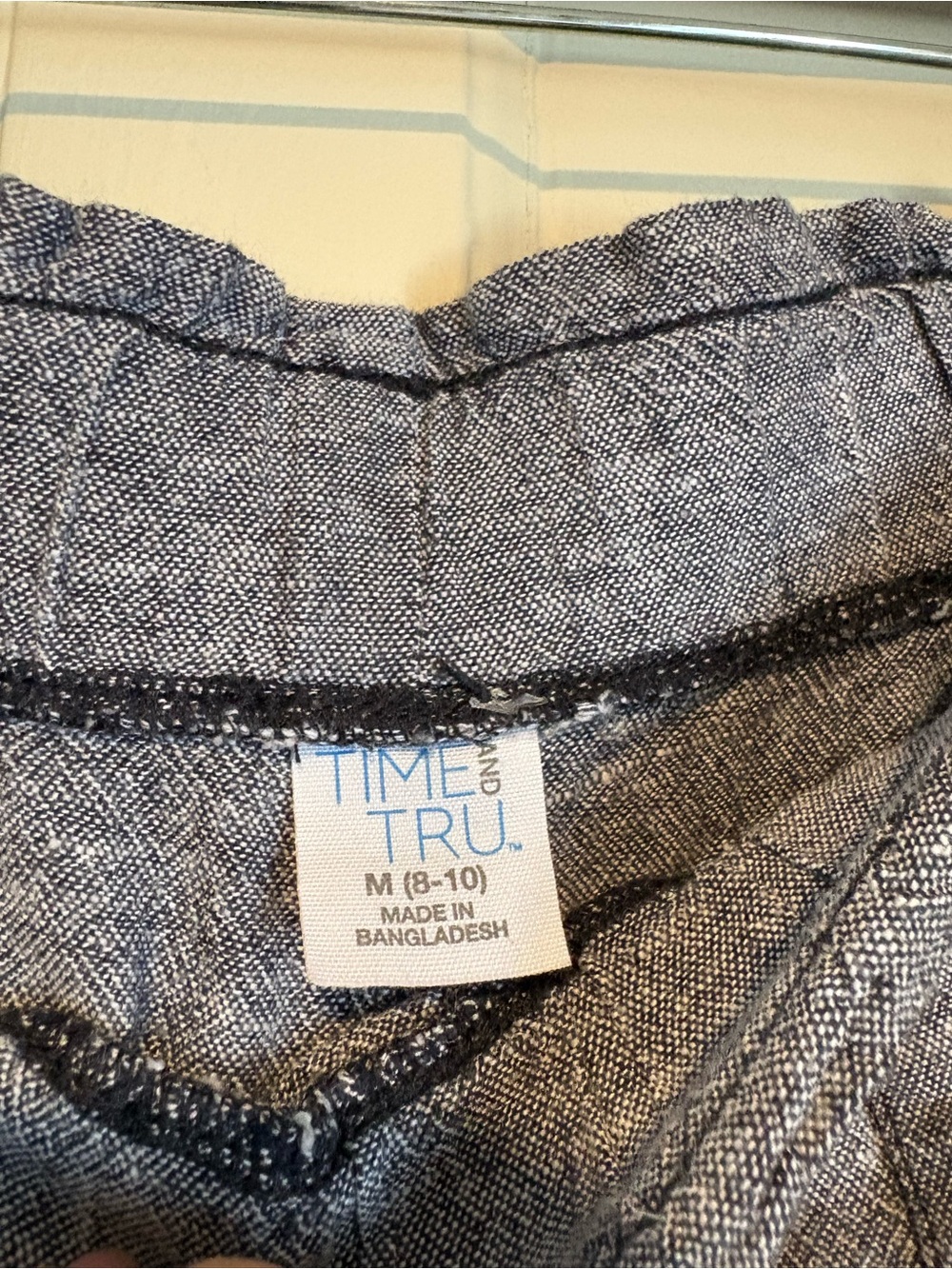 Time and Tru Blue Wide-Leg Elastic Waist Linen Blend Pants - Picture 3 of 5